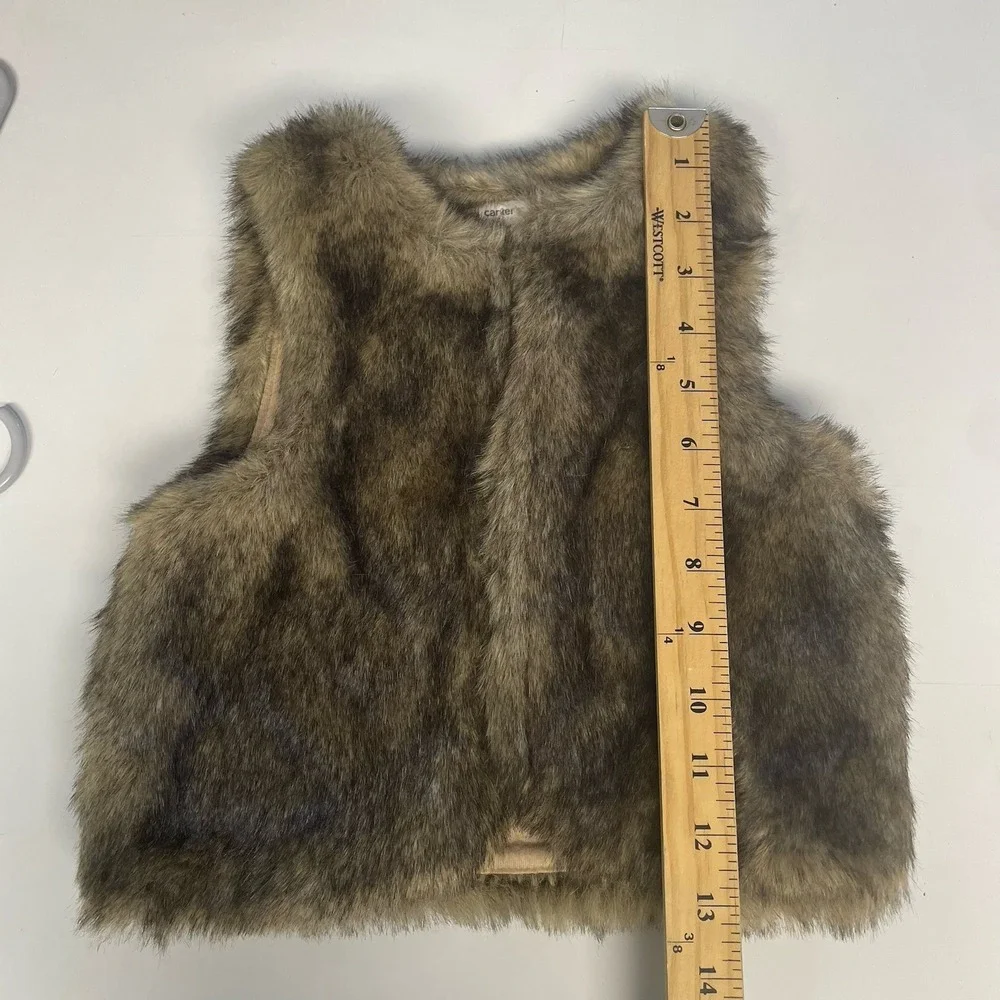 Carter's Toddler 4T‎ Faux Fur Vest Brown Cozy Plush Warm Fall Winter Layer NWT